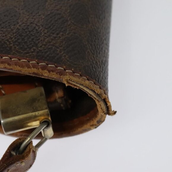 Authentic CELINE Macadam Canvas Shoulder Bag PVC Leather Brown Gold - Picture 16 of 16